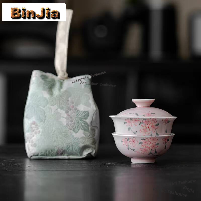 Luxury Bags Hand Painted - Hand-painted Cherry Blossom Tea Set Kit