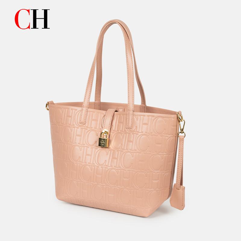 CH Embossed Monogram Tote Bag  - Tote Bag Leather Monogram 评论和价格