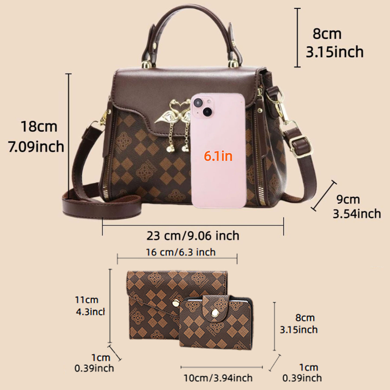 3-piece women's bag set, light - Luxury Bags For Women 评论和价格