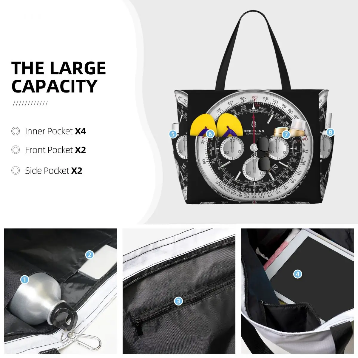 Black Luxury Watch Face Beach  - Luxury Yoga Bags 评论和价格