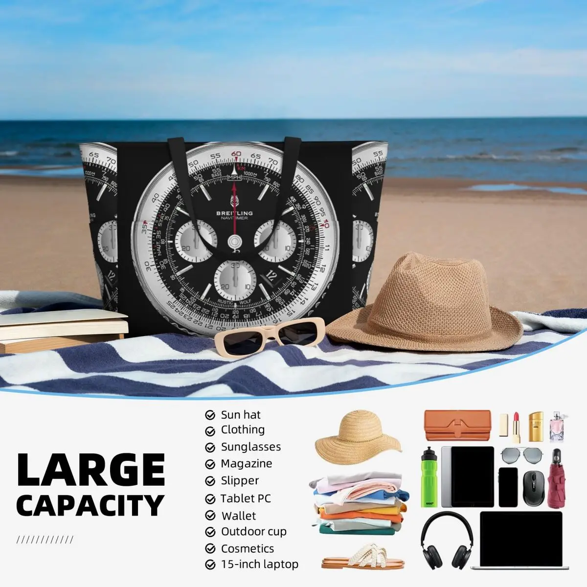 Black Luxury Watch Face Beach  - Luxury Yoga Bags 评论和价格